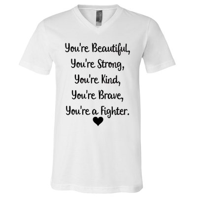 Follicular Lymphoma Support Cancer Fighter V-Neck T-Shirt