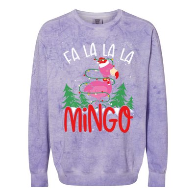 Flamingo Lights Tangled Fa La La Mingo Flamingo Tropical Cute Gift Colorblast Crewneck Sweatshirt