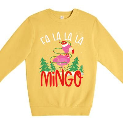 Flamingo Lights Tangled Fa La La Mingo Flamingo Tropical Cute Gift Premium Crewneck Sweatshirt