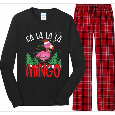 Flamingo Lights Tangled Fa La La Mingo Flamingo Tropical Cute Gift Long Sleeve Pajama Set