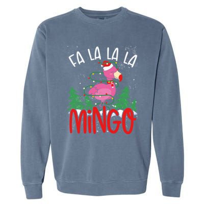 Flamingo Lights Tangled Fa La La Mingo Flamingo Tropical Cute Gift Garment-Dyed Sweatshirt