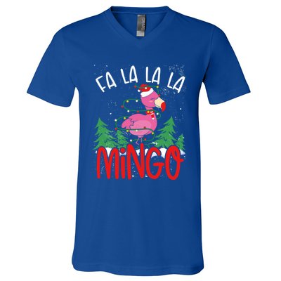 Flamingo Lights Tangled Fa La La Mingo Flamingo Tropical Cute Gift V-Neck T-Shirt