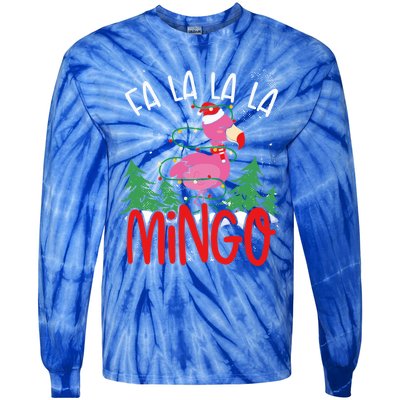 Flamingo Lights Tangled Fa La La Mingo Flamingo Tropical Cute Gift Tie-Dye Long Sleeve Shirt