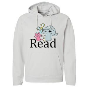 Funny Library Teacher Read Book Club Piggie Elephant Pigeons Performance Fleece Hoodie