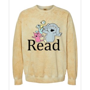 Funny Library Teacher Read Book Club Piggie Elephant Pigeons Colorblast Crewneck Sweatshirt