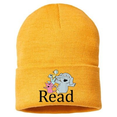 Funny Library Teacher Read Book Club Piggie Elephant Pigeons Sustainable Knit Beanie