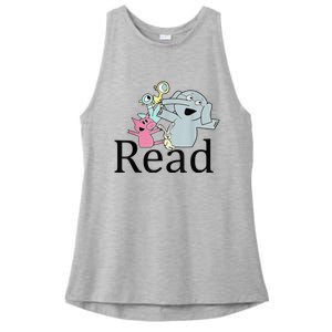 Funny Library Teacher Read Book Club Piggie Elephant Pigeons Ladies PosiCharge Tri-Blend Wicking Tank