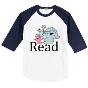 Funny Library Teacher Read Book Club Piggie Elephant Pigeons Baseball Sleeve Shirt