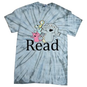 Funny Library Teacher Read Book Club Piggie Elephant Pigeons Tie-Dye T-Shirt