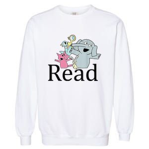 Funny Library Teacher Read Book Club Piggie Elephant Pigeons Garment-Dyed Sweatshirt