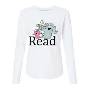 Funny Library Teacher Read Book Club Piggie Elephant Pigeons Womens Cotton Relaxed Long Sleeve T-Shirt