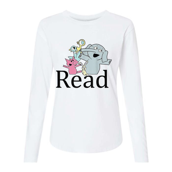 Funny Library Teacher Read Book Club Piggie Elephant Pigeons Womens Cotton Relaxed Long Sleeve T-Shirt