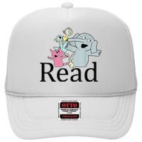 Funny Library Teacher Read Book Club Piggie Elephant Pigeons High Crown Mesh Back Trucker Hat