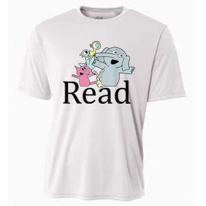 Funny Library Teacher Read Book Club Piggie Elephant Pigeons Cooling Performance Crew T-Shirt