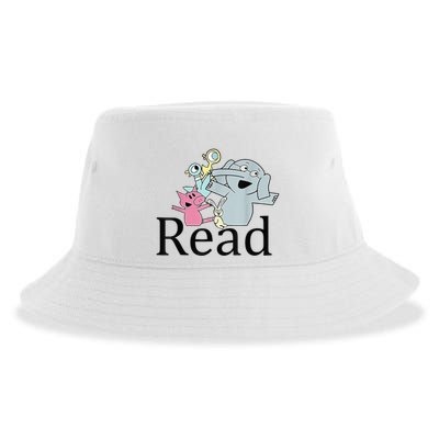 Funny Library Teacher Read Book Club Piggie Elephant Pigeons Sustainable Bucket Hat