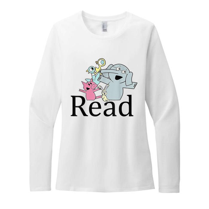 Funny Library Teacher Read Book Club Piggie Elephant Pigeons Womens CVC Long Sleeve Shirt