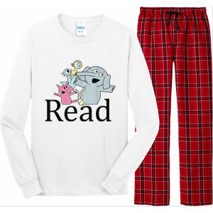 Funny Library Teacher Read Book Club Piggie Elephant Pigeons Long Sleeve Pajama Set