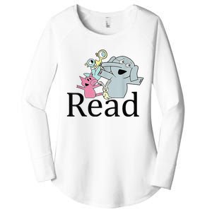 Funny Library Teacher Read Book Club Piggie Elephant Pigeons Women's Perfect Tri Tunic Long Sleeve Shirt