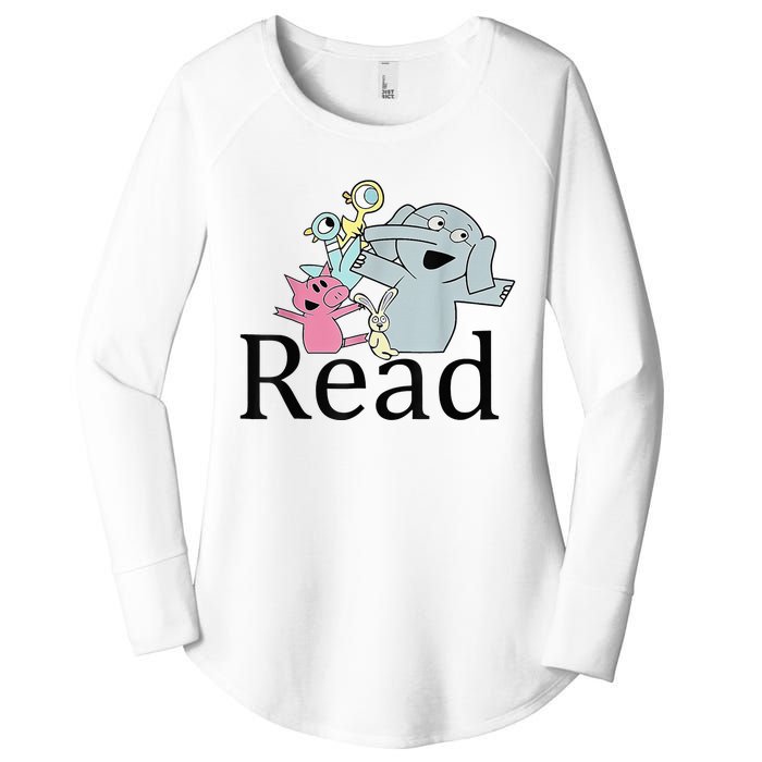 Funny Library Teacher Read Book Club Piggie Elephant Pigeons Women's Perfect Tri Tunic Long Sleeve Shirt