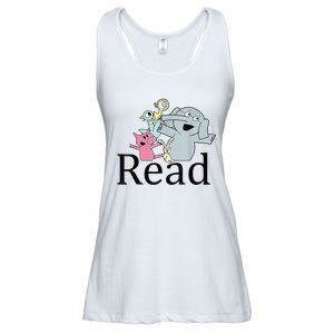 Funny Library Teacher Read Book Club Piggie Elephant Pigeons Ladies Essential Flowy Tank