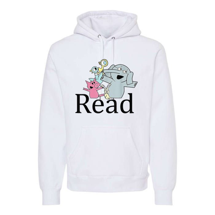 Funny Library Teacher Read Book Club Piggie Elephant Pigeons Premium Hoodie