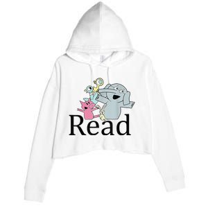 Funny Library Teacher Read Book Club Piggie Elephant Pigeons Crop Fleece Hoodie