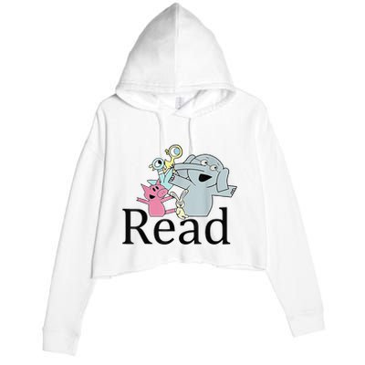 Funny Library Teacher Read Book Club Piggie Elephant Pigeons Crop Fleece Hoodie