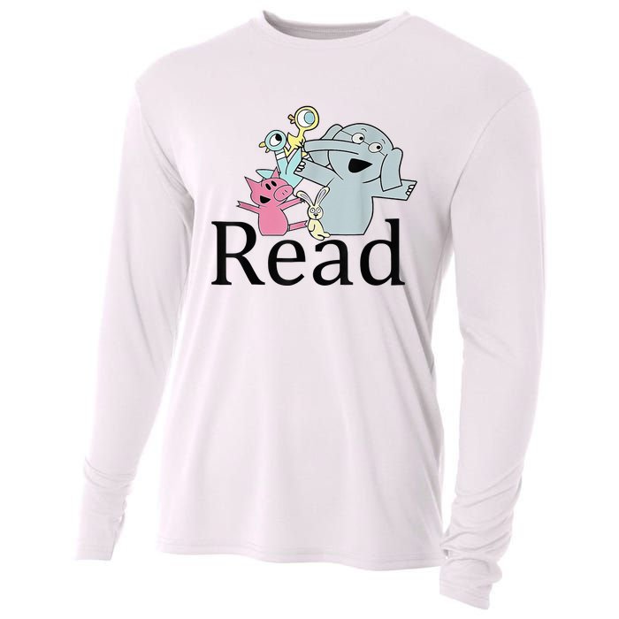 Funny Library Teacher Read Book Club Piggie Elephant Pigeons Cooling Performance Long Sleeve Crew