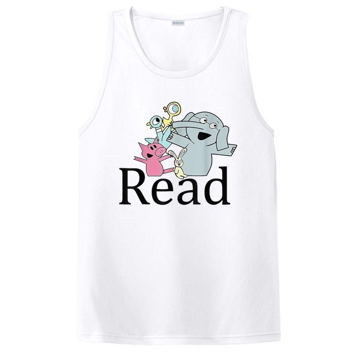 Funny Library Teacher Read Book Club Piggie Elephant Pigeons PosiCharge Competitor Tank