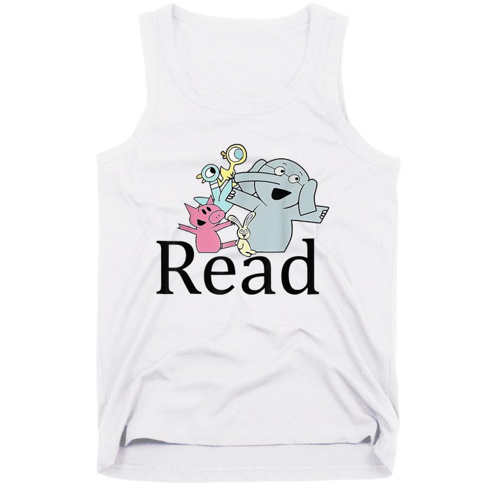 Funny Library Teacher Read Book Club Piggie Elephant Pigeons Tank Top