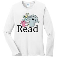 Funny Library Teacher Read Book Club Piggie Elephant Pigeons Ladies Long Sleeve Shirt