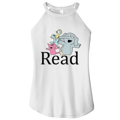 Funny Library Teacher Read Book Club Piggie Elephant Pigeons Women's Perfect Tri Rocker Tank