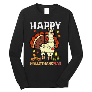 Festive Llama Turkey Holiday Celebration Long Sleeve Shirt