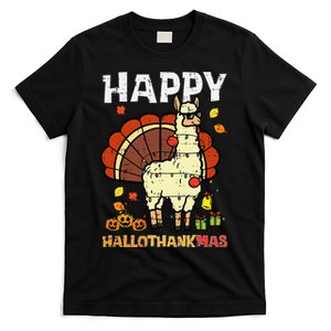 Festive Llama Turkey Holiday Celebration T-Shirt