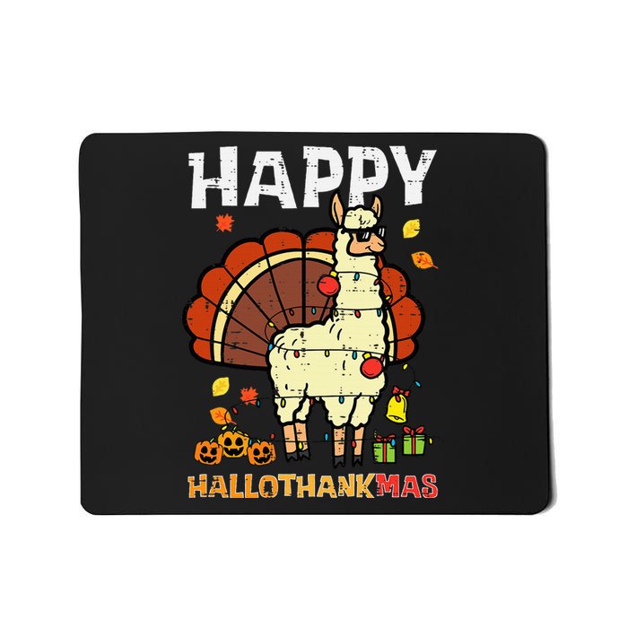 Festive Llama Turkey Holiday Celebration Mousepad