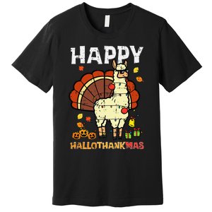 Festive Llama Turkey Holiday Celebration Premium T-Shirt