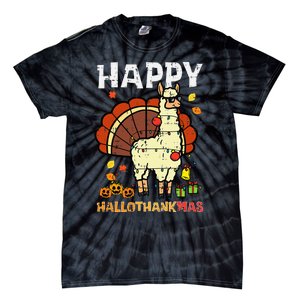 Festive Llama Turkey Holiday Celebration Tie-Dye T-Shirt