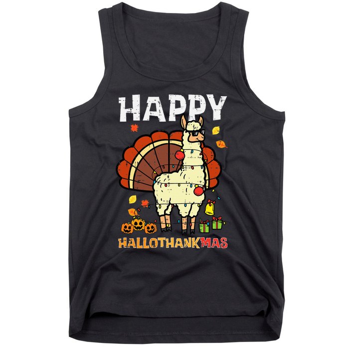 Festive Llama Turkey Holiday Celebration Tank Top