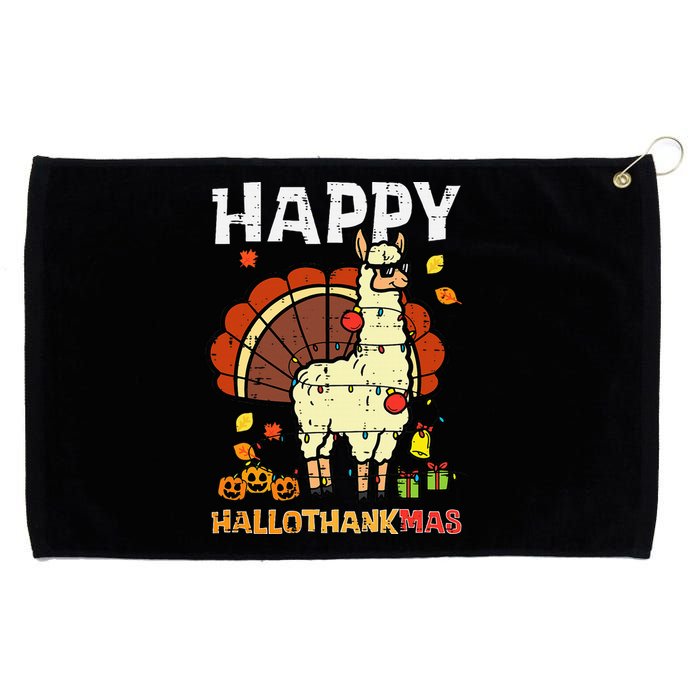 Festive Llama Turkey Holiday Celebration Grommeted Golf Towel