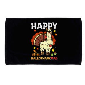 Festive Llama Turkey Holiday Celebration Microfiber Hand Towel