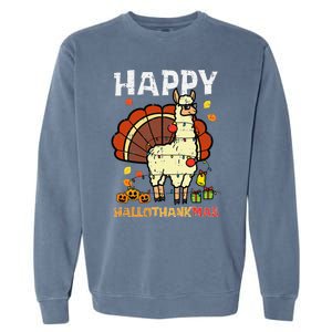 Festive Llama Turkey Holiday Celebration Garment-Dyed Sweatshirt