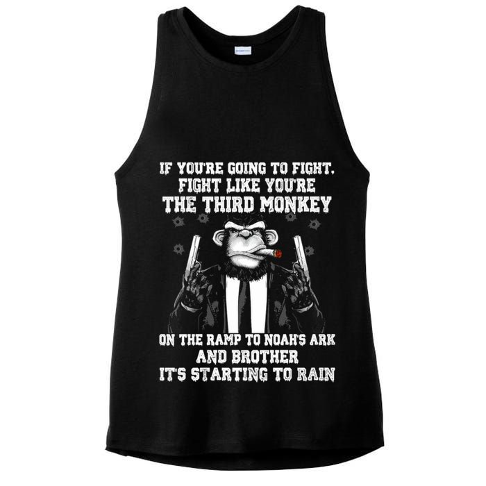 Fight Like The Third Monkey On Noah's Ark Ladies PosiCharge Tri-Blend Wicking Tank