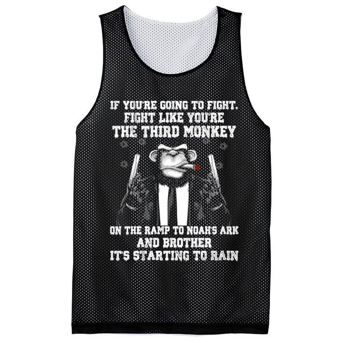 Fight Like The Third Monkey On Noah's Ark Mesh Reversible Basketball Jersey Tank