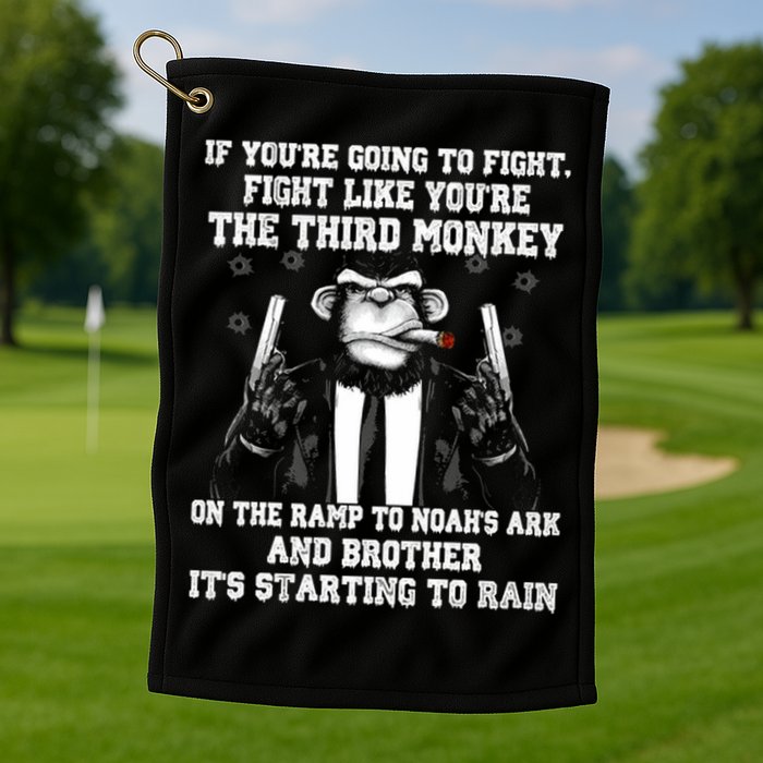 Fight Like The Third Monkey On Noah's Ark Golf Towel