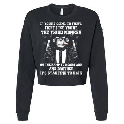 Fight Like The Third Monkey On Noah's Ark Cropped Pullover Crew