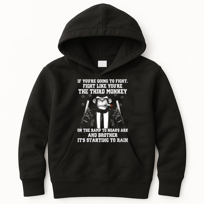 Fight Like The Third Monkey On Noah's Ark Kids Hoodie