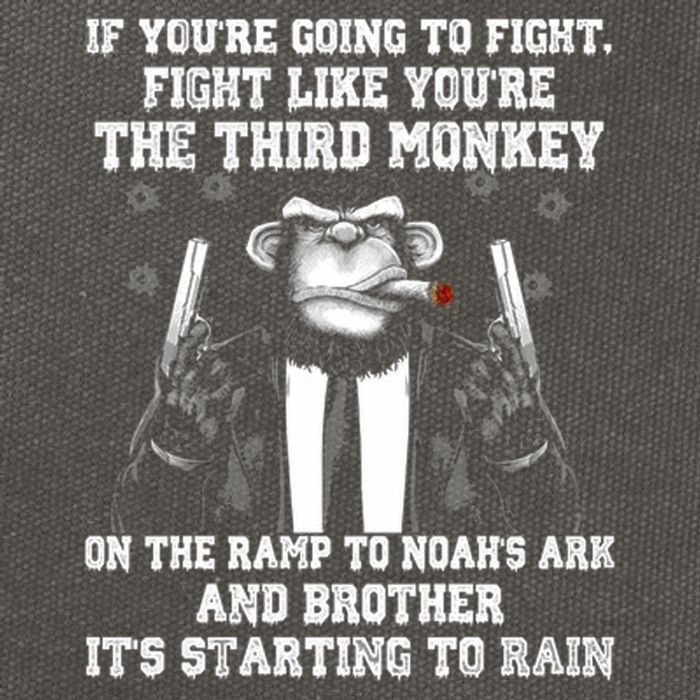 Fight Like The Third Monkey On Noah's Ark Cotton Canvas Backpack
