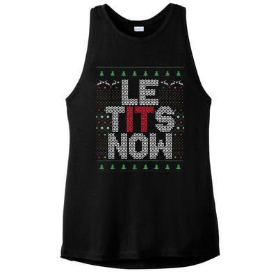 Funny Le Tits Now Christmas Let It Snow Ugly Sweater Funny Party Ladies PosiCharge Tri-Blend Wicking Tank