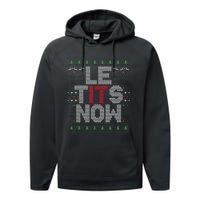 Funny Le Tits Now Christmas Let It Snow Ugly Sweater Funny Party Performance Fleece Hoodie