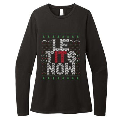 Funny Le Tits Now Christmas Let It Snow Ugly Sweater Funny Party Womens CVC Long Sleeve Shirt